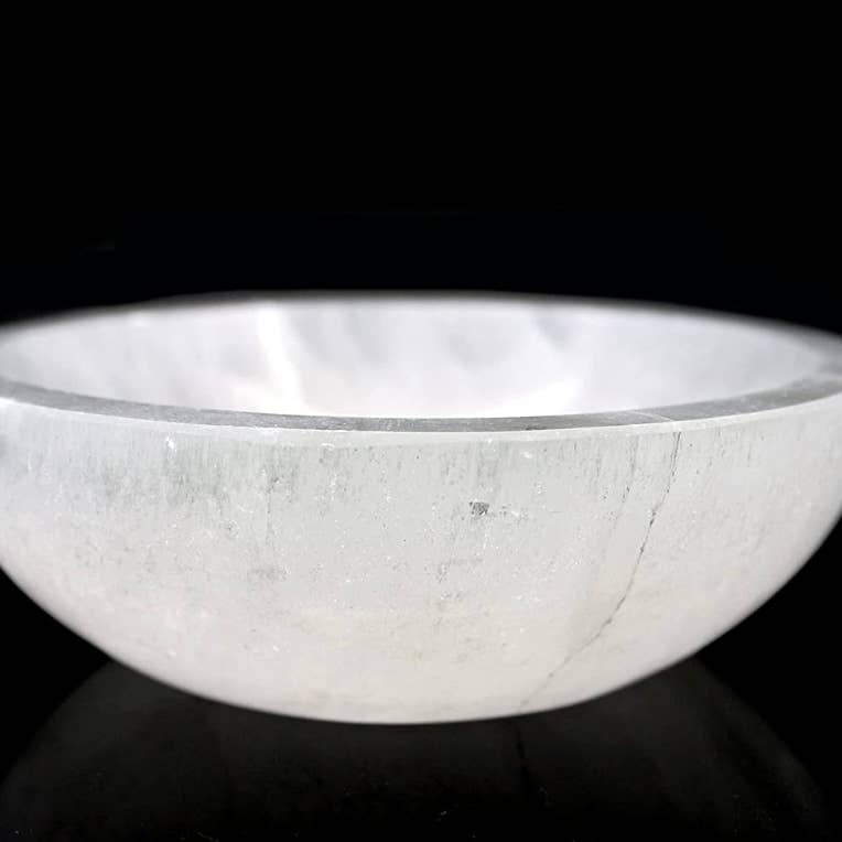 Selenite Bowl Round 6cm White