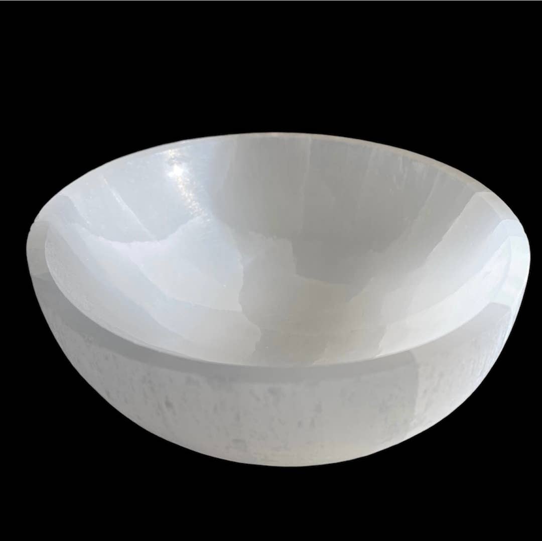 Selenite Bowl Round 6cm White