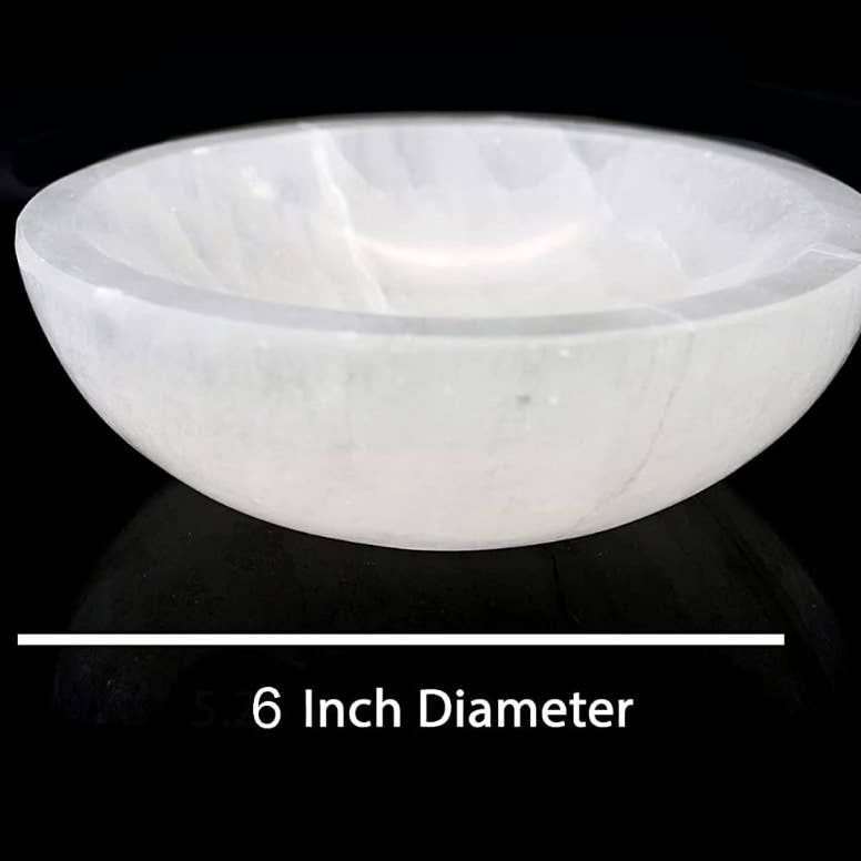Selenite Bowl Round 6cm White